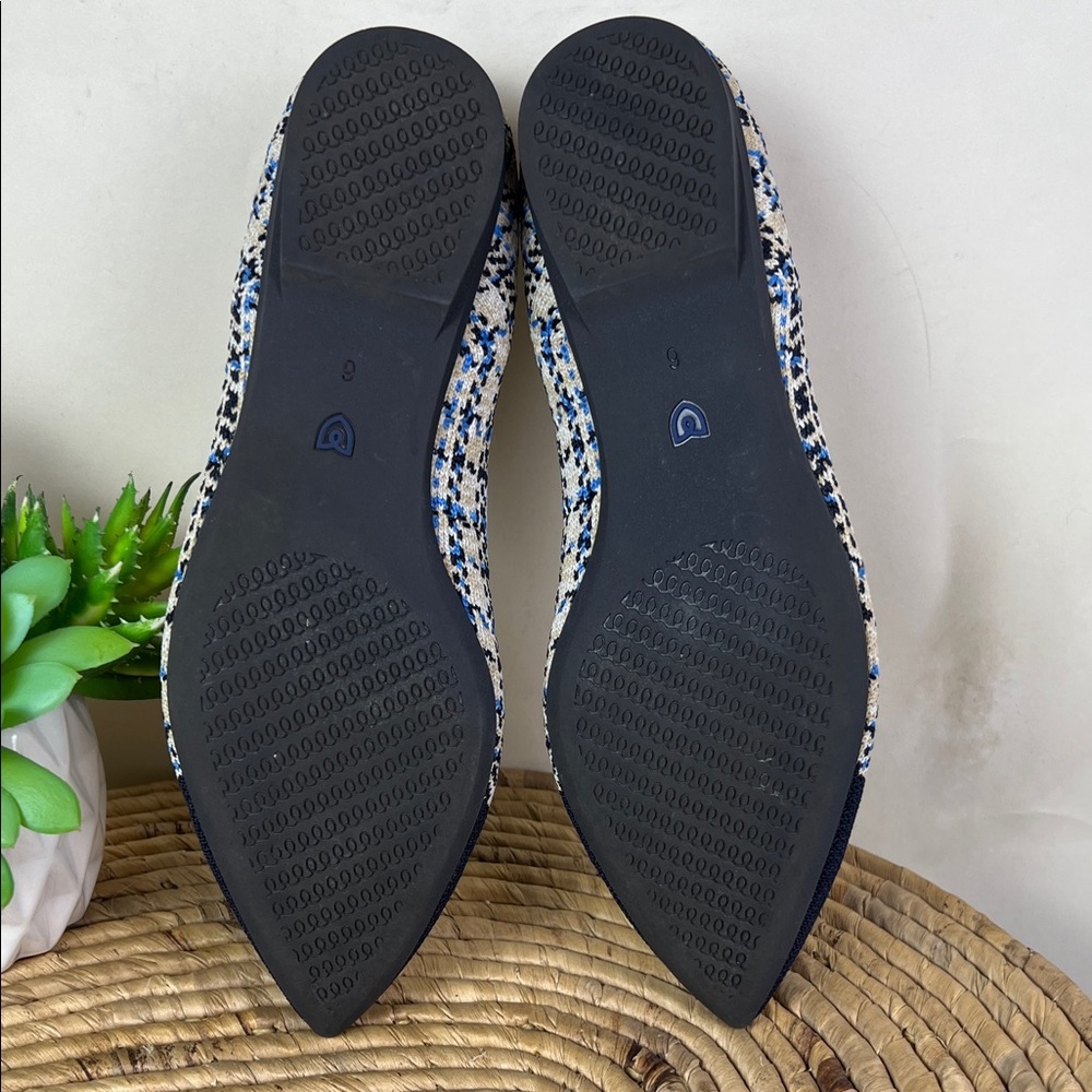 Rothy's Pointed Flat Knit Plaid Navy Cream Preppy 6 - Picture 7 of 9